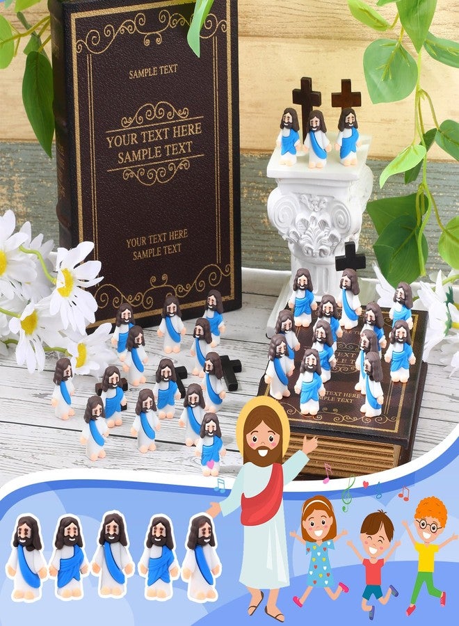 Bememo 300 Pcs Little Jesus Figures Bulk Original Design Mini Pocket Jesus Rubber Figurine to Hide and Seek Religious Party Favors Baptism Gifts(Blue) - Image 3